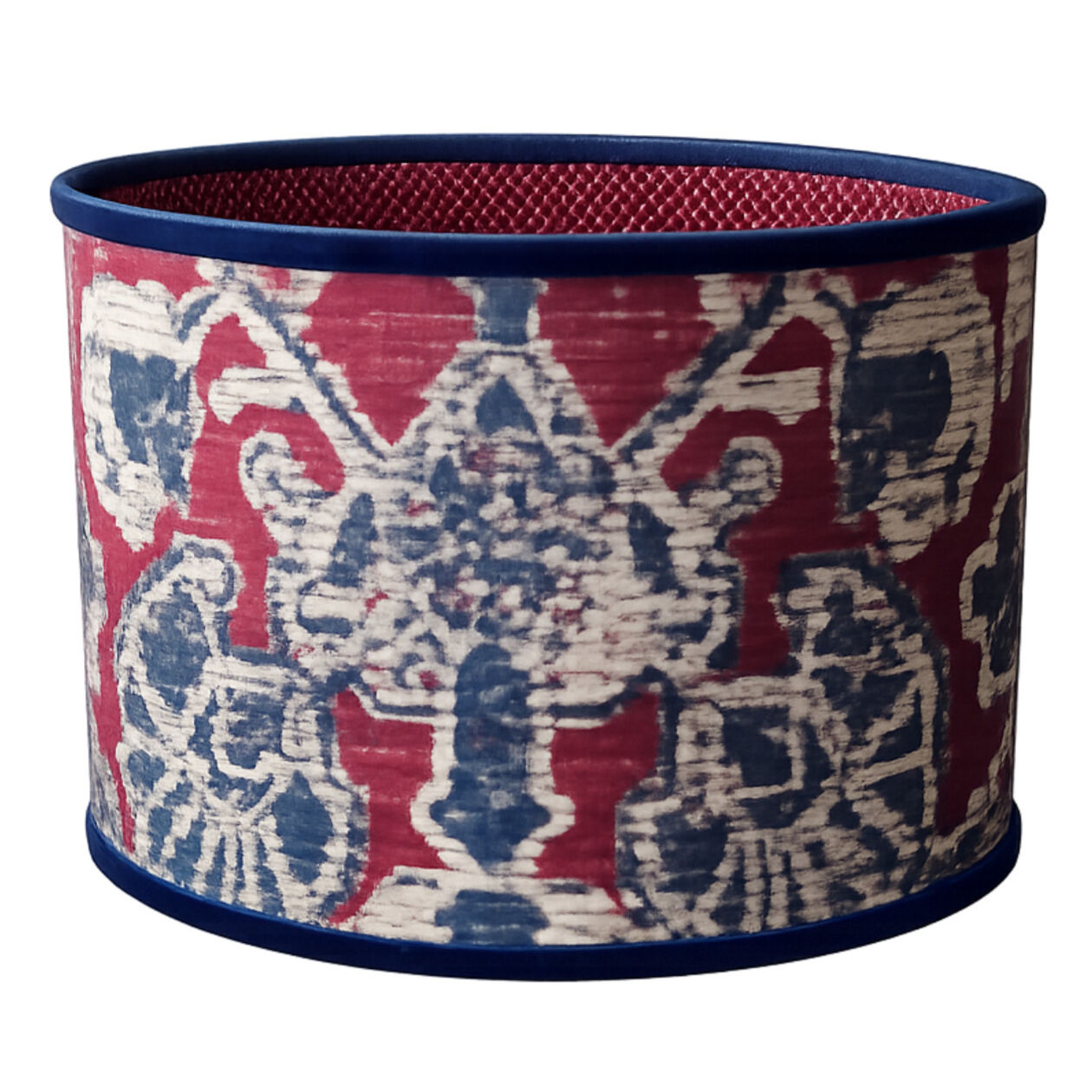Pantalha Cilíndrica - Tapeçaria Imperial em Azul e Bordô