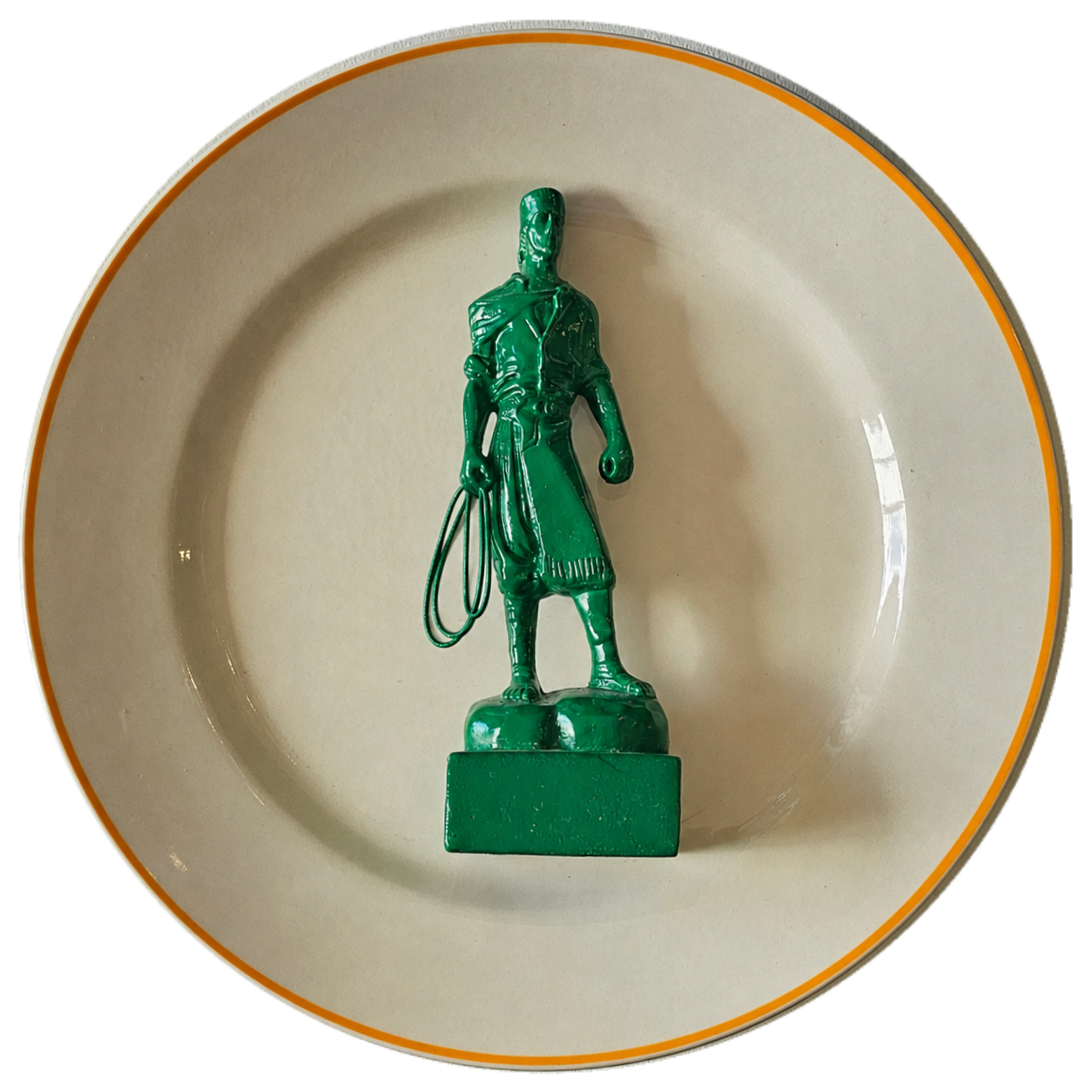 Prato de Porcelana Laçador da Querência, Verde , 3D - 26 cm