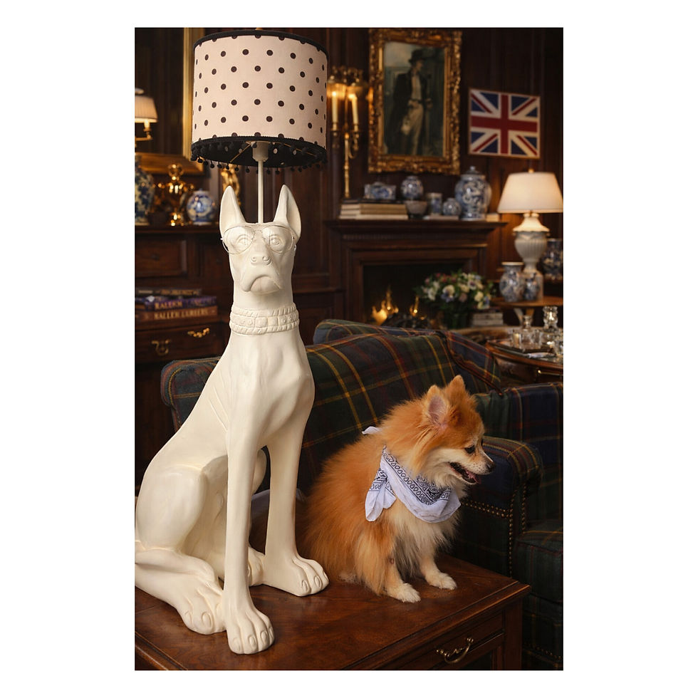 Miniatura: Base Luminária Cachorro Dobermann Eliseu, Off-White