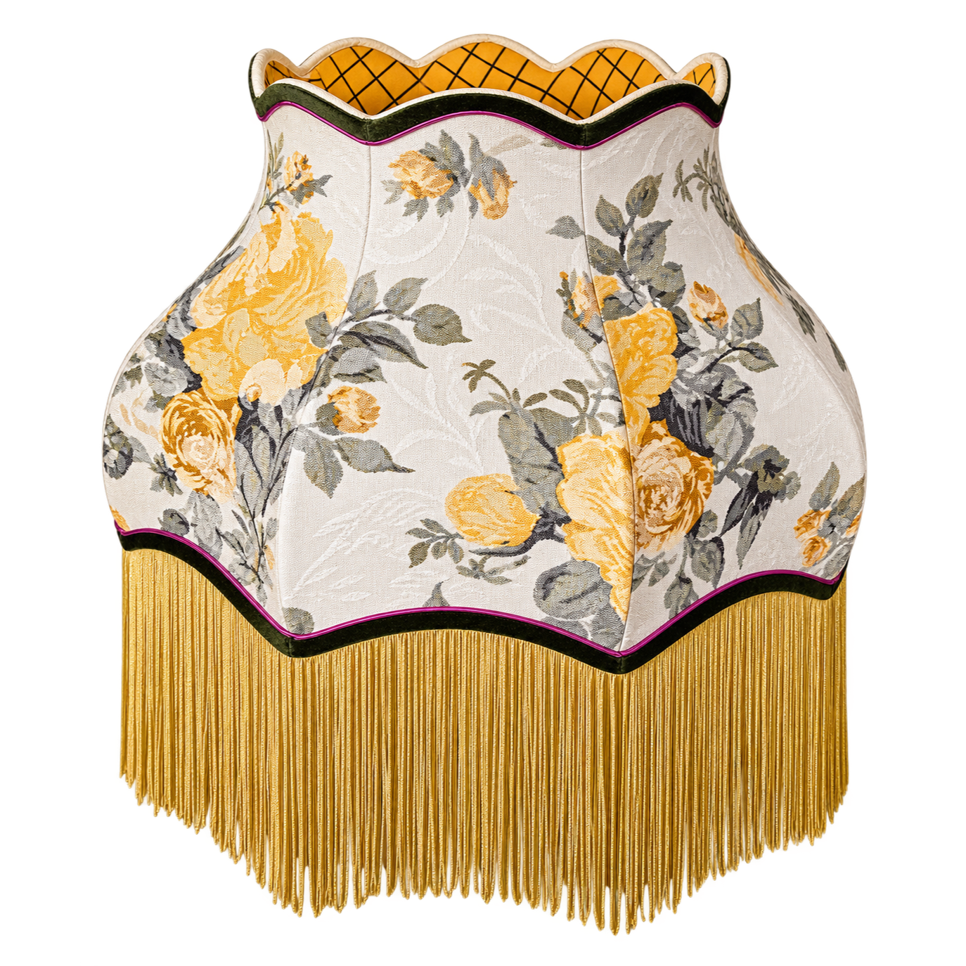 Pantalha Francesa – Rosas Amarelas com Franjas