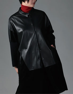 Leather velour long shirt