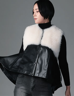 Cashmere goat leather flare vest