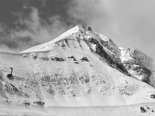 Tram ascending a ski mountain