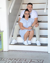 Deborah and William celebrating their enduring love during a romantic couples photography session in historic downtown Mount Dora, Florida.
