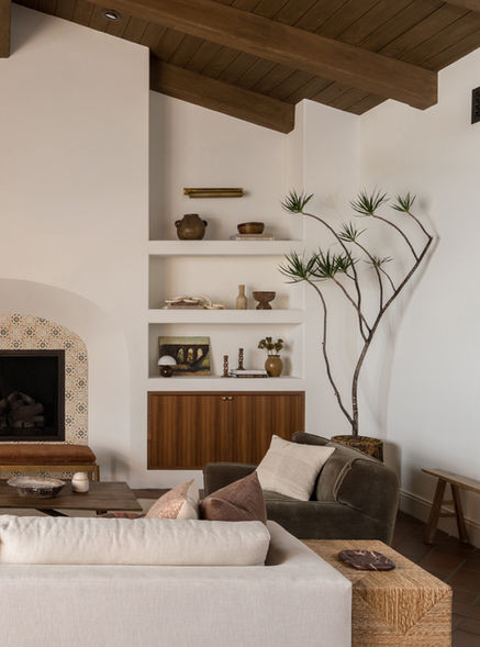 Luxury living room interior design in North County San Diego by Rose Lake Design featuring custom furnishings, layered textures, tailored upholstery, and curated lighting, thoughtfully arranged to create a refined yet inviting residential space with cohesive architectural detailing and a sophisticated neutral palette.