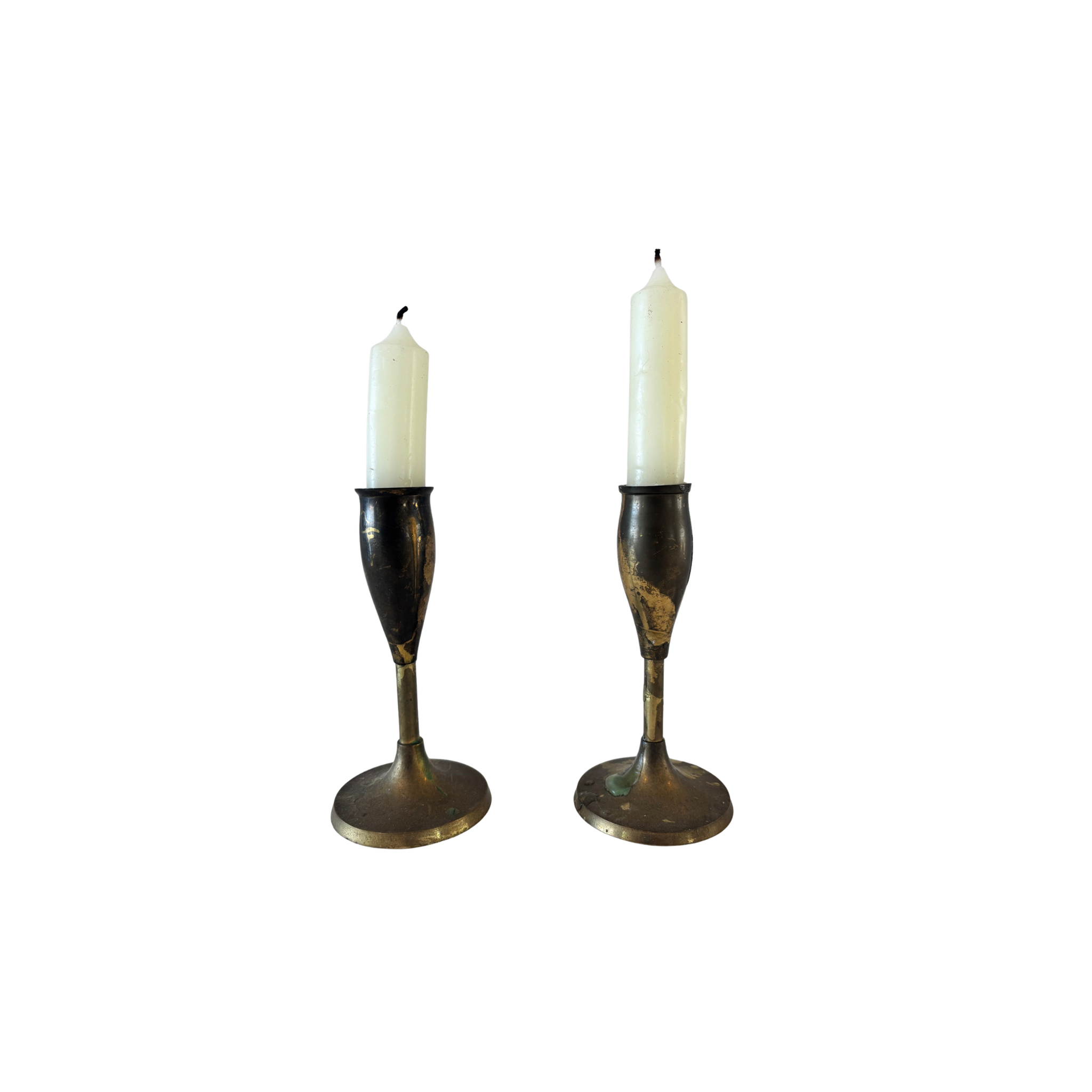Vintage Brass Taper Candle Holders (Pair) - Candlestick Not Included