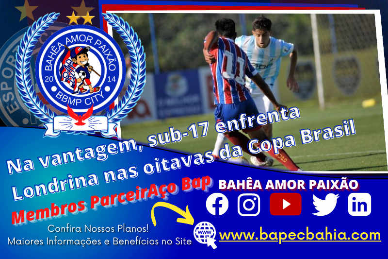 Jogo de volta Com vantagem, sub-17 enfrenta o Londrina pelas oitavas da Copa do Brasil