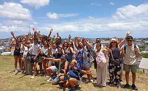 Large family group travelling together on a private tour in Noumea