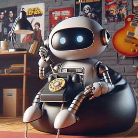 A robot sitting on a chair