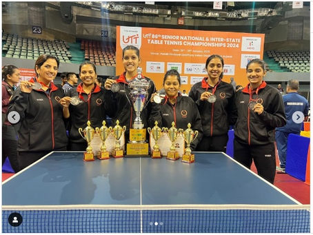 Silver medal at Teams Event in Senior Nationals Table Tennis event - Surat Jan 2024