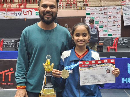 *NATIONAL CHAMPION* in Under 11 Girls Singles at the Cadet and Sub Junior National Championship in Indore.