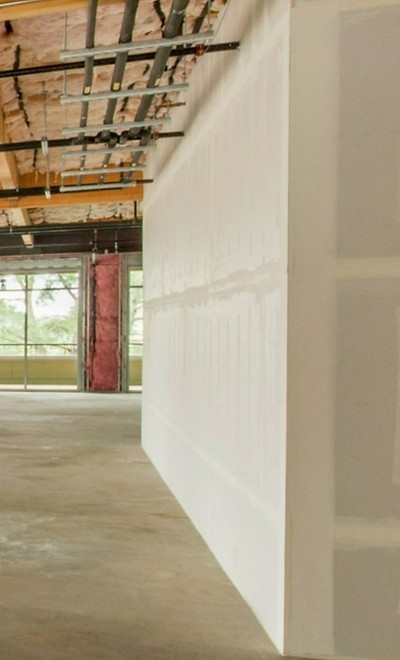Finished drywall with mud