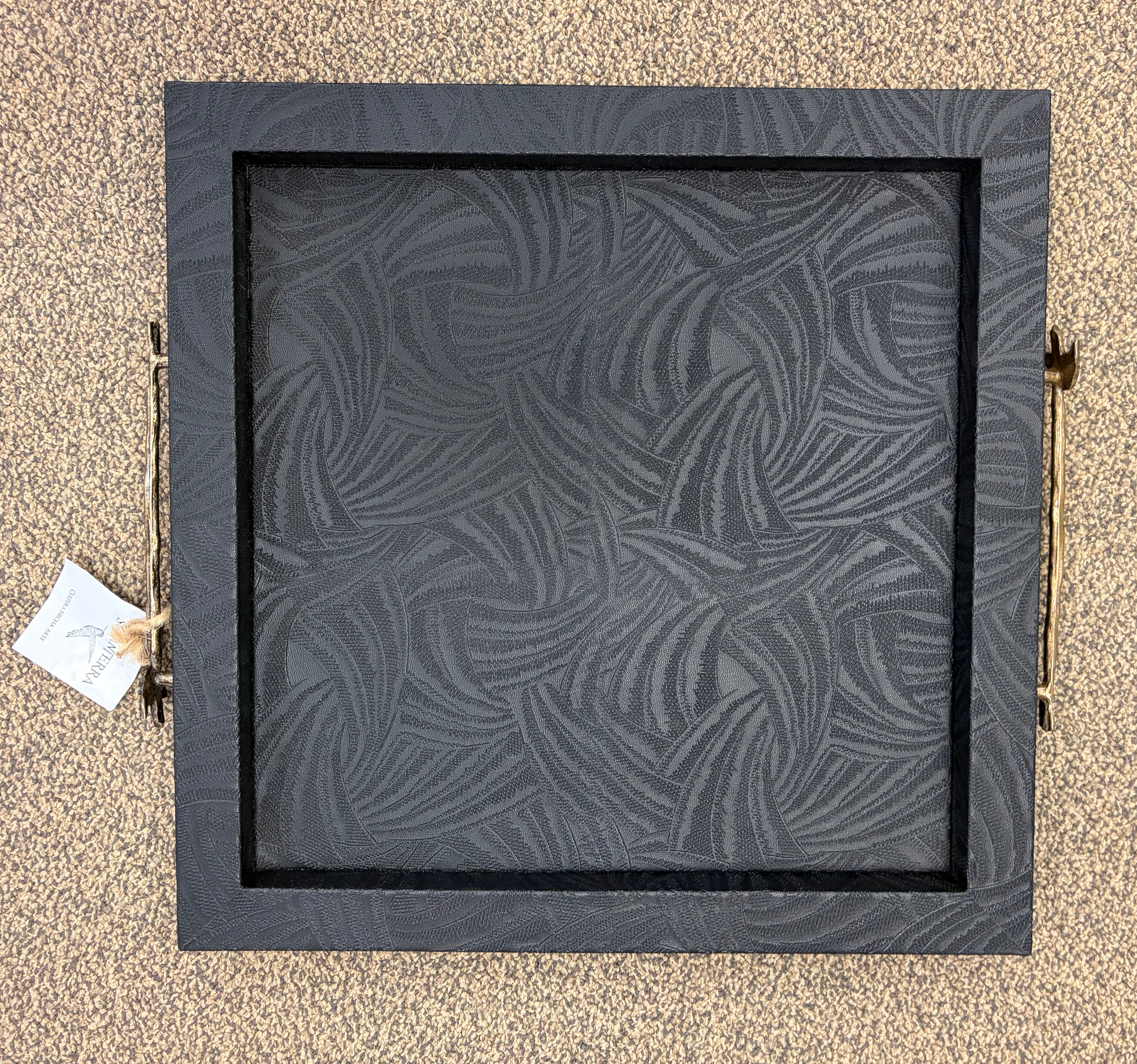 Black embossed leatherette tray 