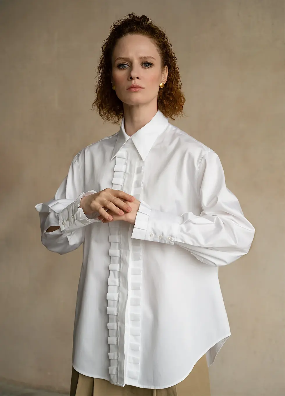 Settima Organic Cotton Shirt with Ruffle