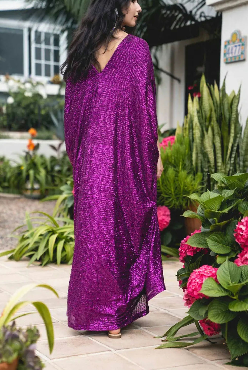 Thumbnail: Fuchsia Sequined Caftan Dress