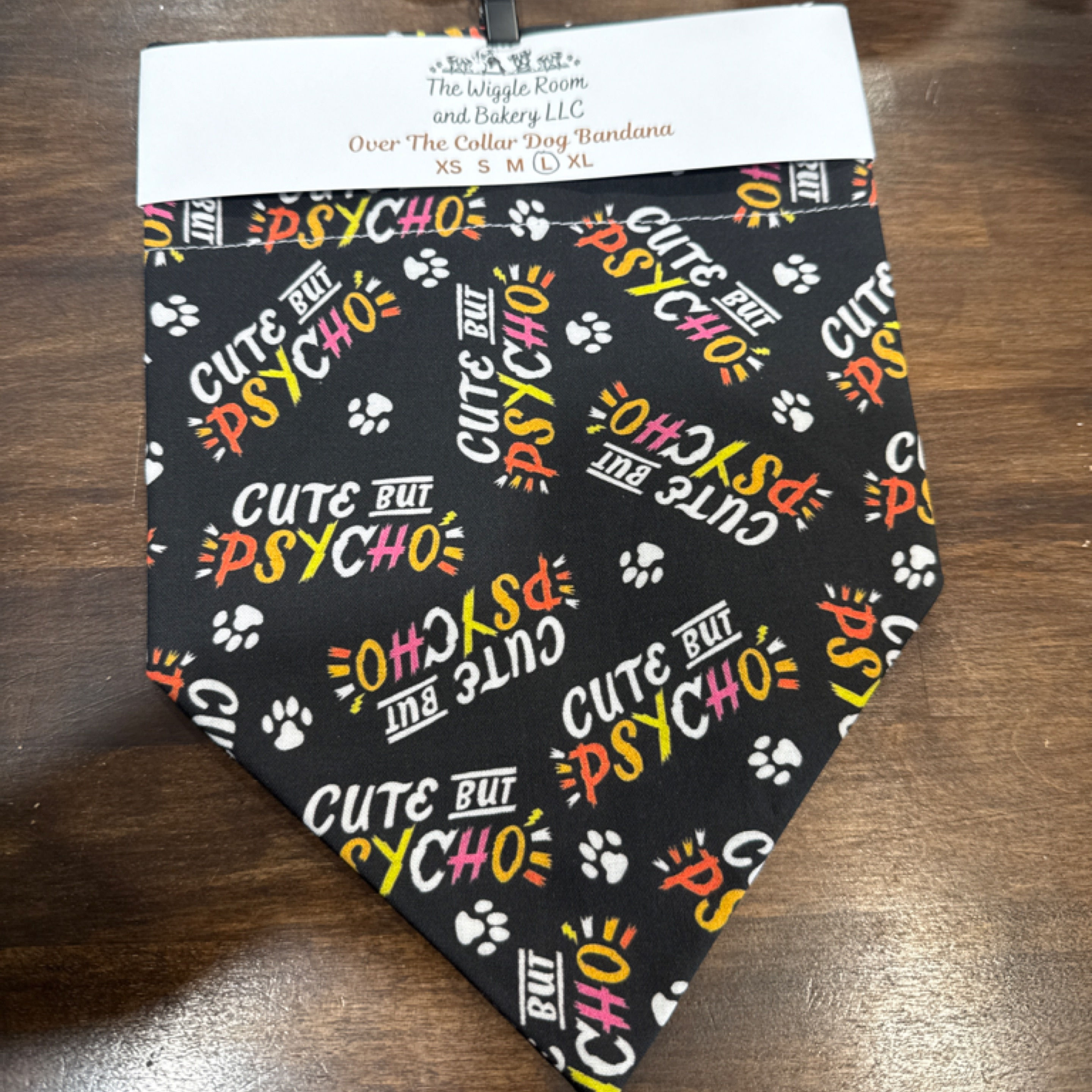 The Wiggle Room and Bakery LLC Over the Collar Dog Bandana Size Large