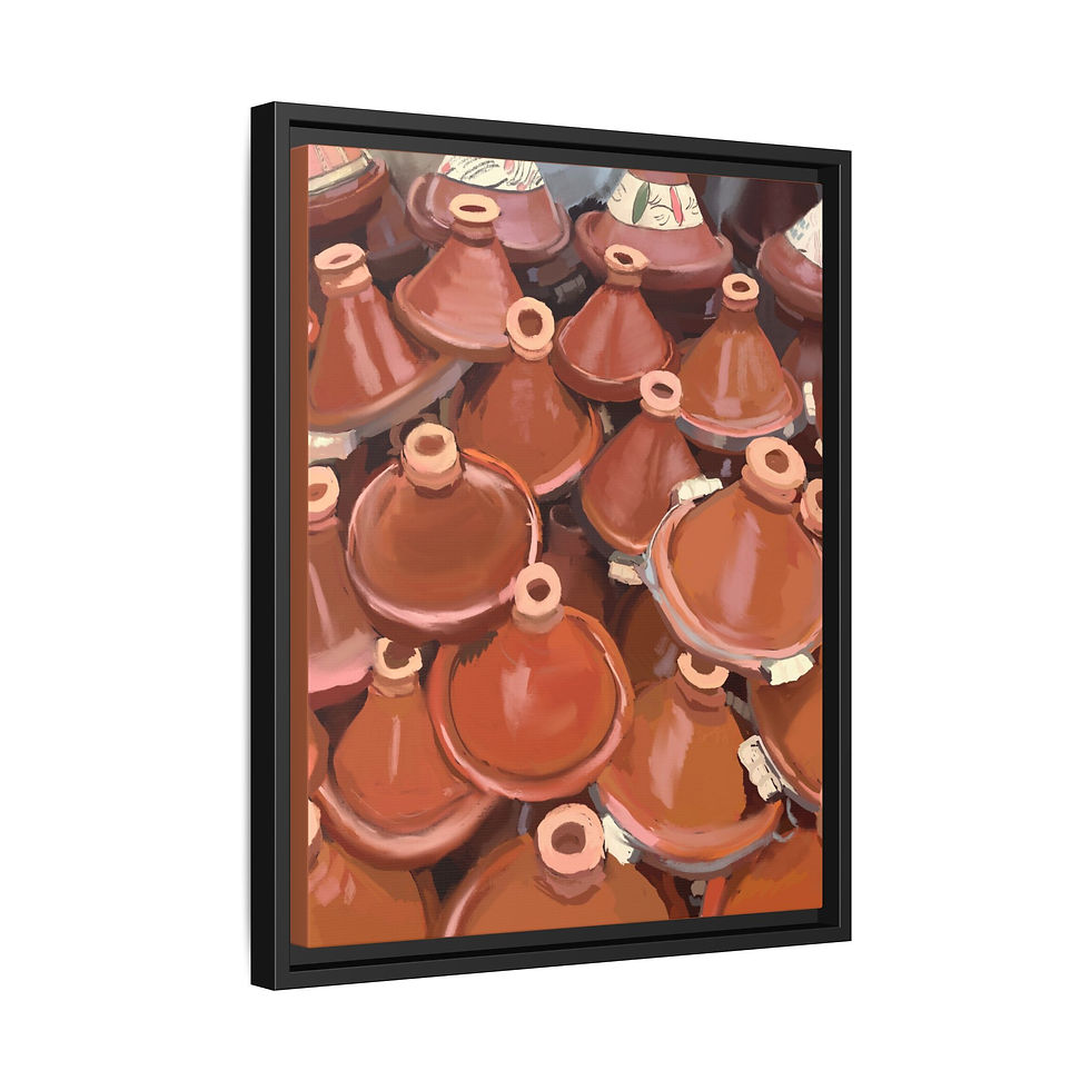 Thumbnail: Moroccan Tagine Pots Matte Canvas Framed Wall Art | Kitchen Decor
