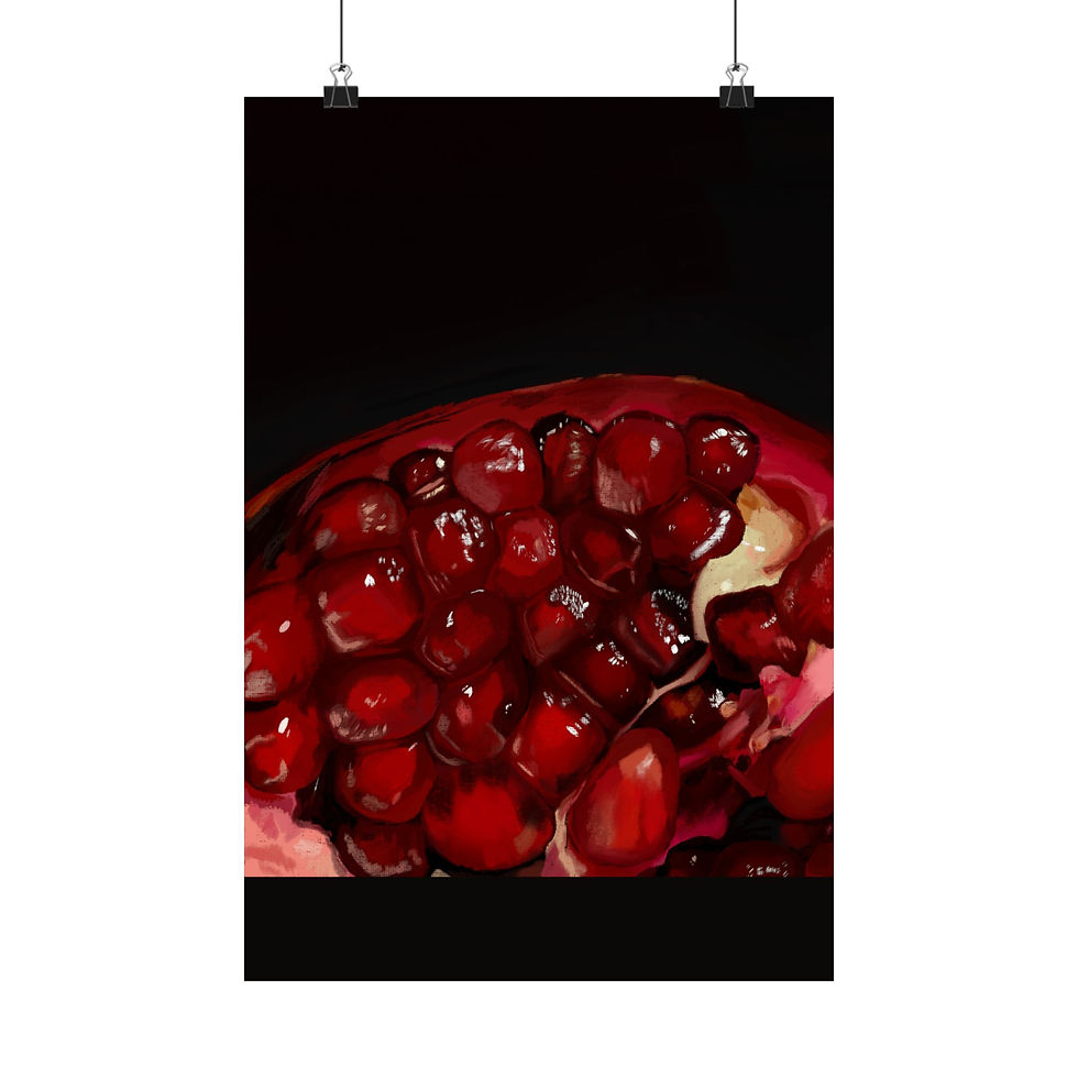 Thumbnail: Pomegranate Close-Up Matte Poster | Fruit Photography Wall Art