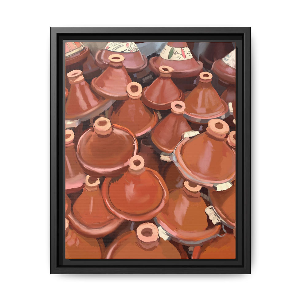 Thumbnail: Moroccan Tagine Pots Matte Canvas Framed Wall Art | Kitchen Decor