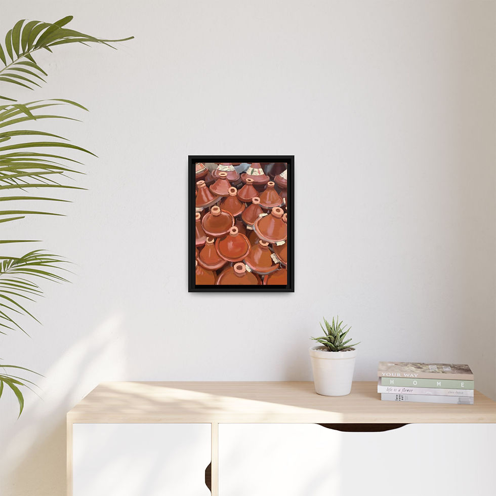 Thumbnail: Moroccan Tagine Pots Matte Canvas Framed Wall Art | Kitchen Decor