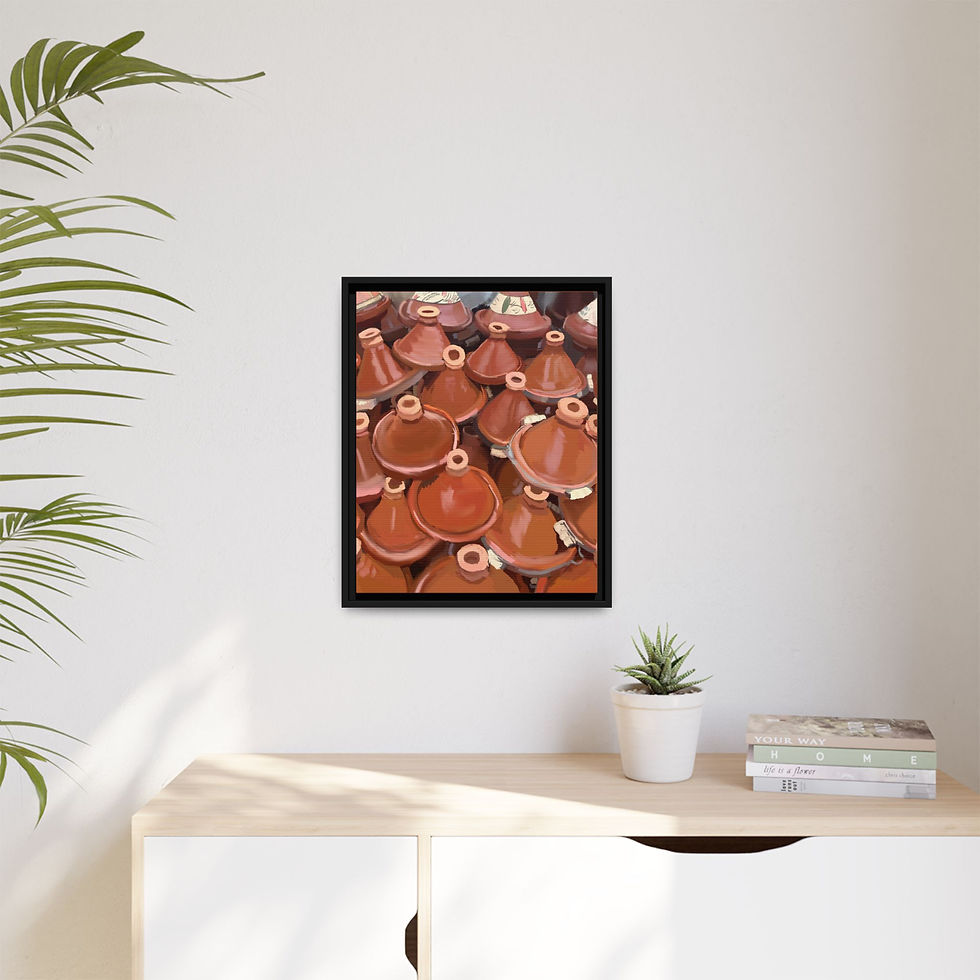 Thumbnail: Moroccan Tagine Pots Matte Canvas Framed Wall Art | Kitchen Decor