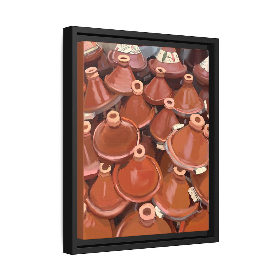 Thumbnail: Moroccan Tagine Pots Matte Canvas Framed Wall Art | Kitchen Decor