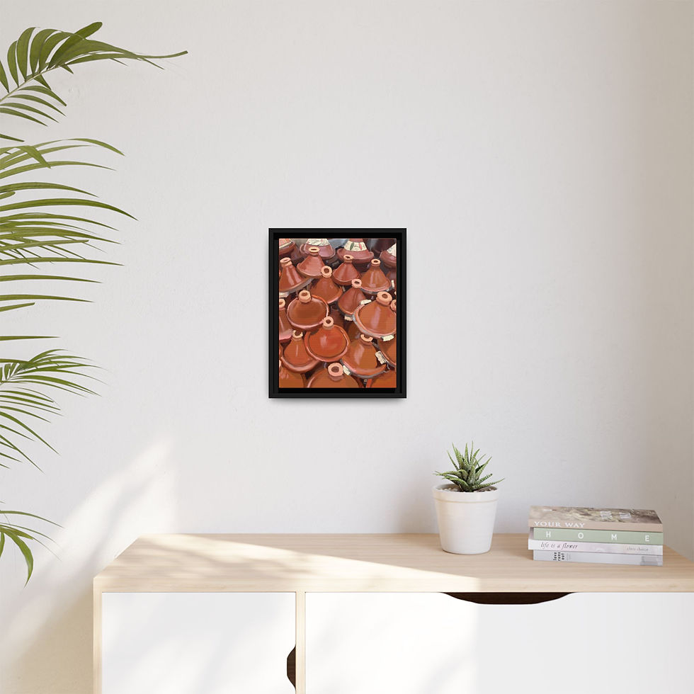 Thumbnail: Moroccan Tagine Pots Matte Canvas Framed Wall Art | Kitchen Decor