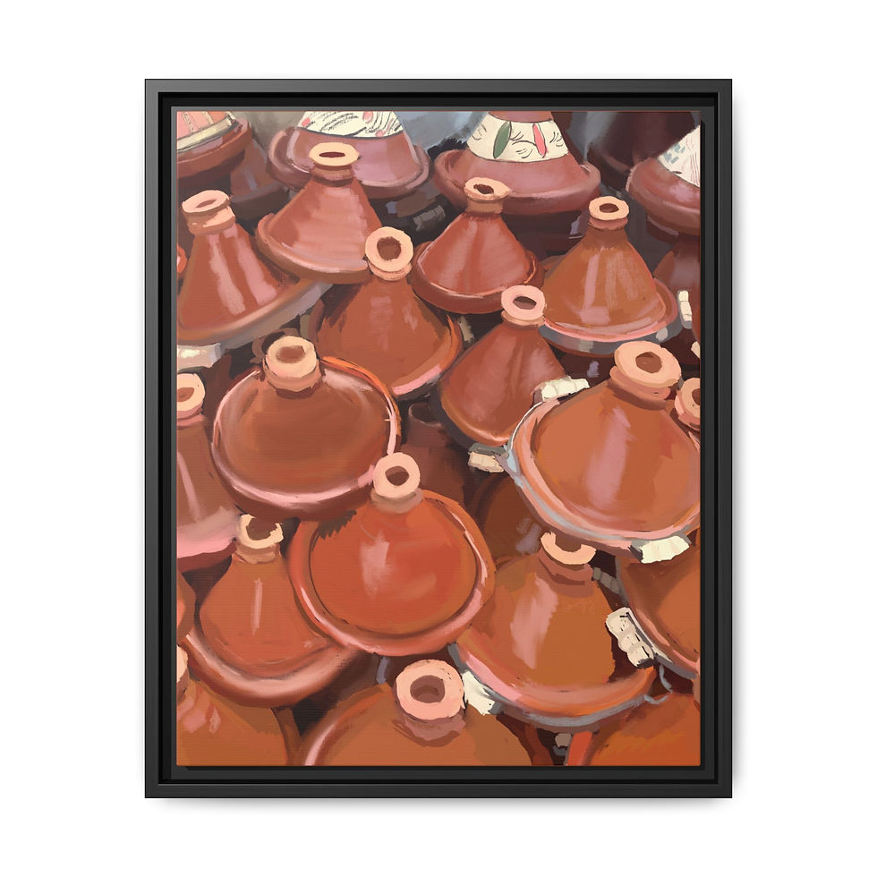 Thumbnail: Moroccan Tagine Pots Matte Canvas Framed Wall Art | Kitchen Decor