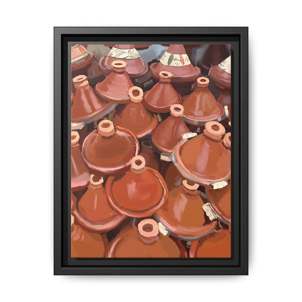 Thumbnail: Moroccan Tagine Pots Matte Canvas Framed Wall Art | Kitchen Decor