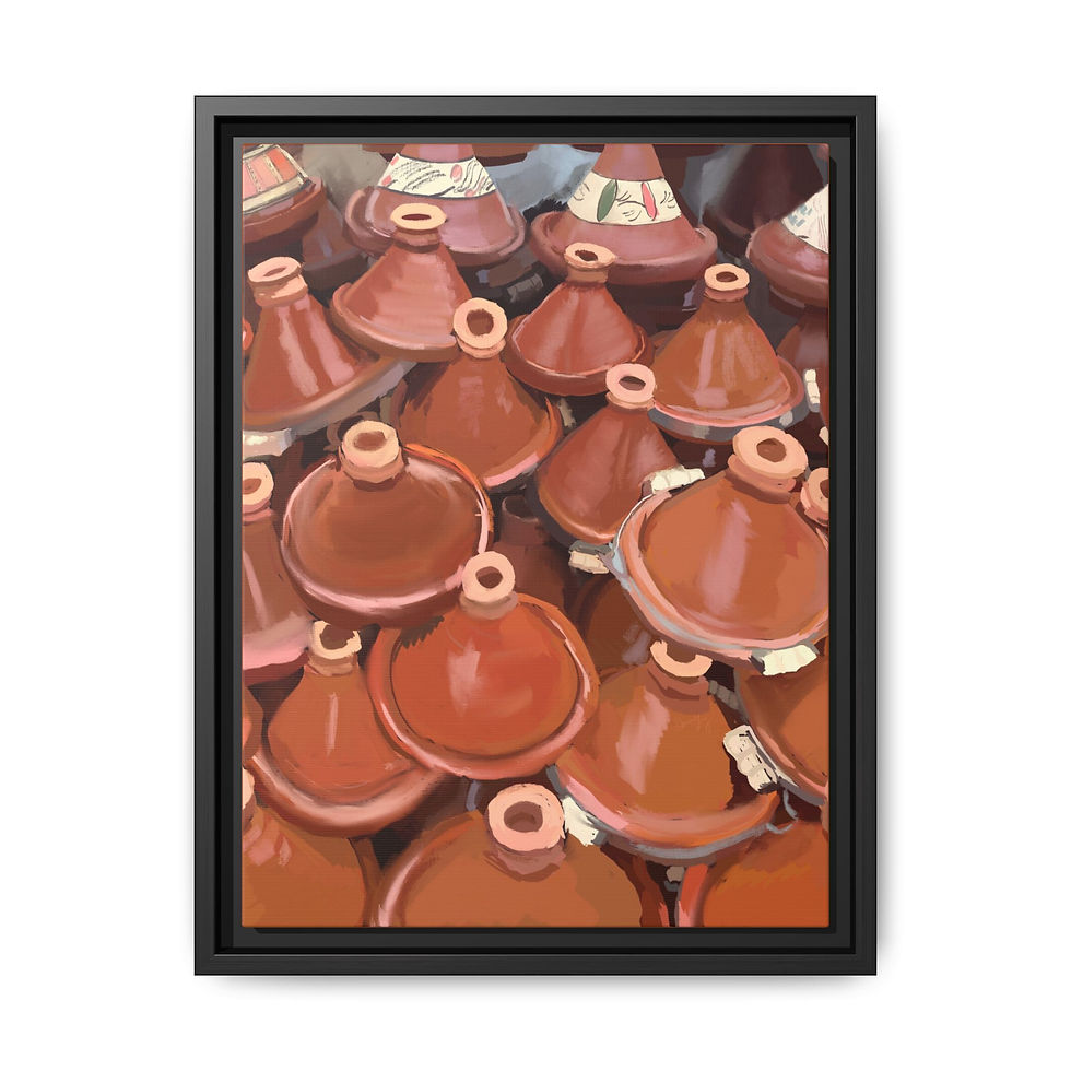 Thumbnail: Moroccan Tagine Pots Matte Canvas Framed Wall Art | Kitchen Decor