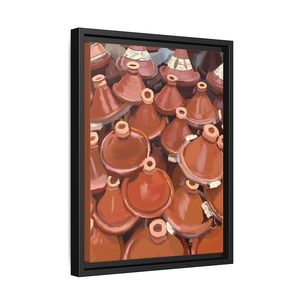Thumbnail: Moroccan Tagine Pots Matte Canvas Framed Wall Art | Kitchen Decor