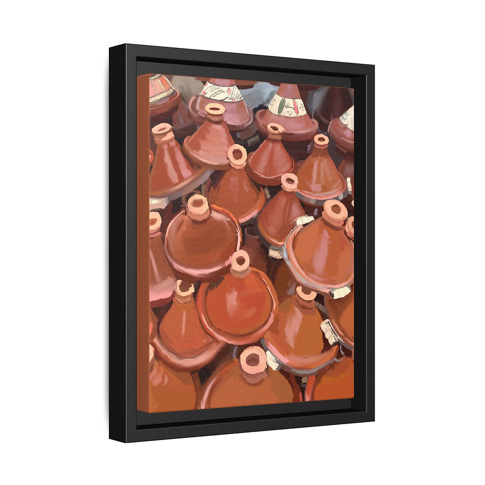 Thumbnail: Moroccan Tagine Pots Matte Canvas Framed Wall Art | Kitchen Decor