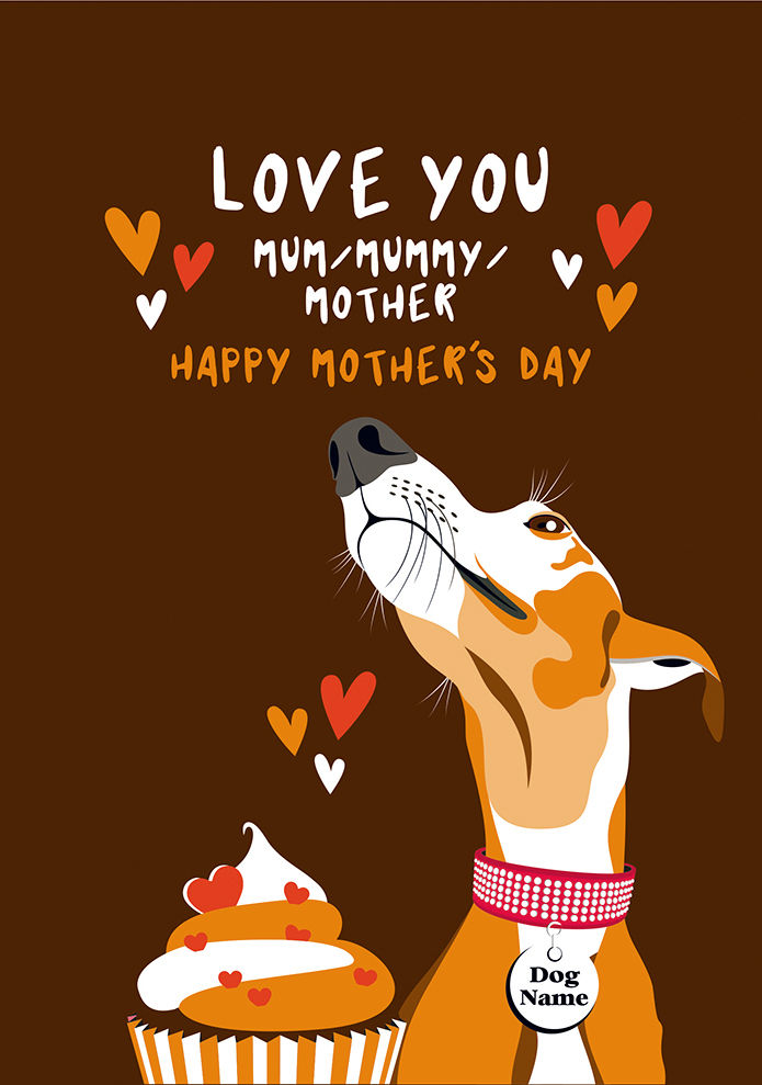 Personalised Red & White Whippet Mother's Day Card.