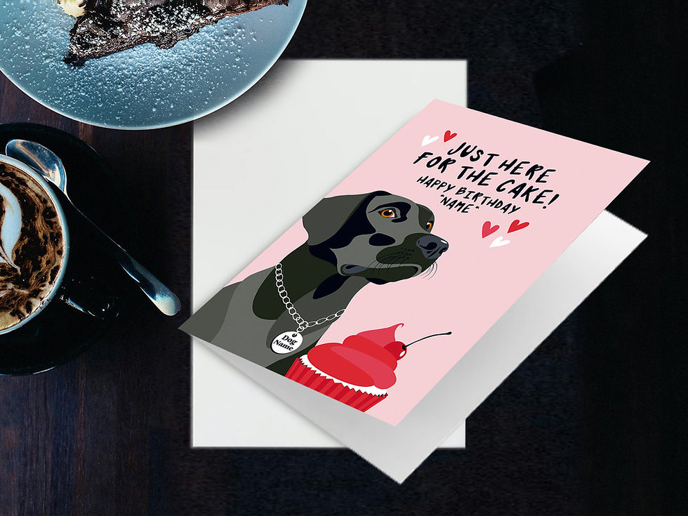 Thumbnail: Personalised Black Labrador Birthday Card.