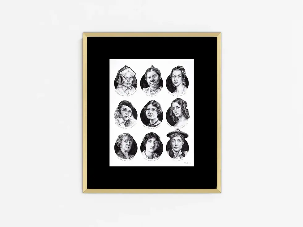 Thumbnail: Art Print: Nine Composers (who all happen to be women)