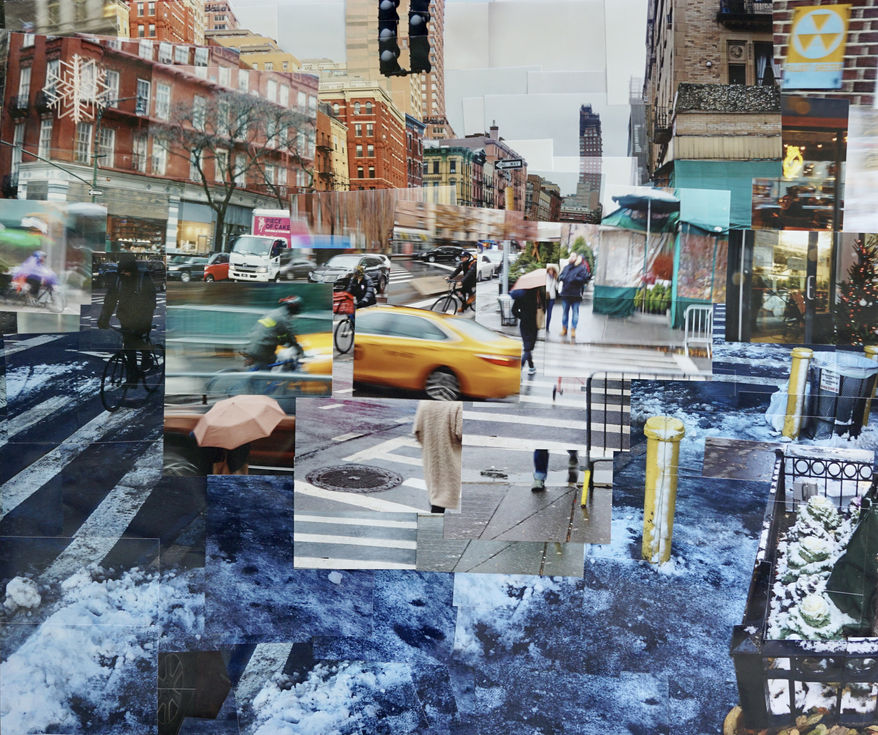 New York street with view with snow at Christmas | Collins Walker Art