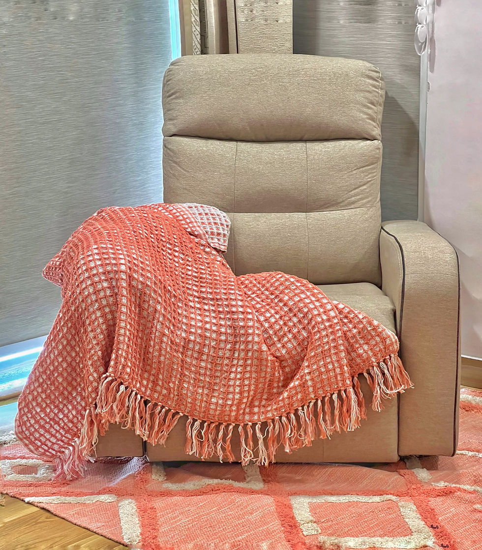 Thumbnail: Peach bohemian tufted rug