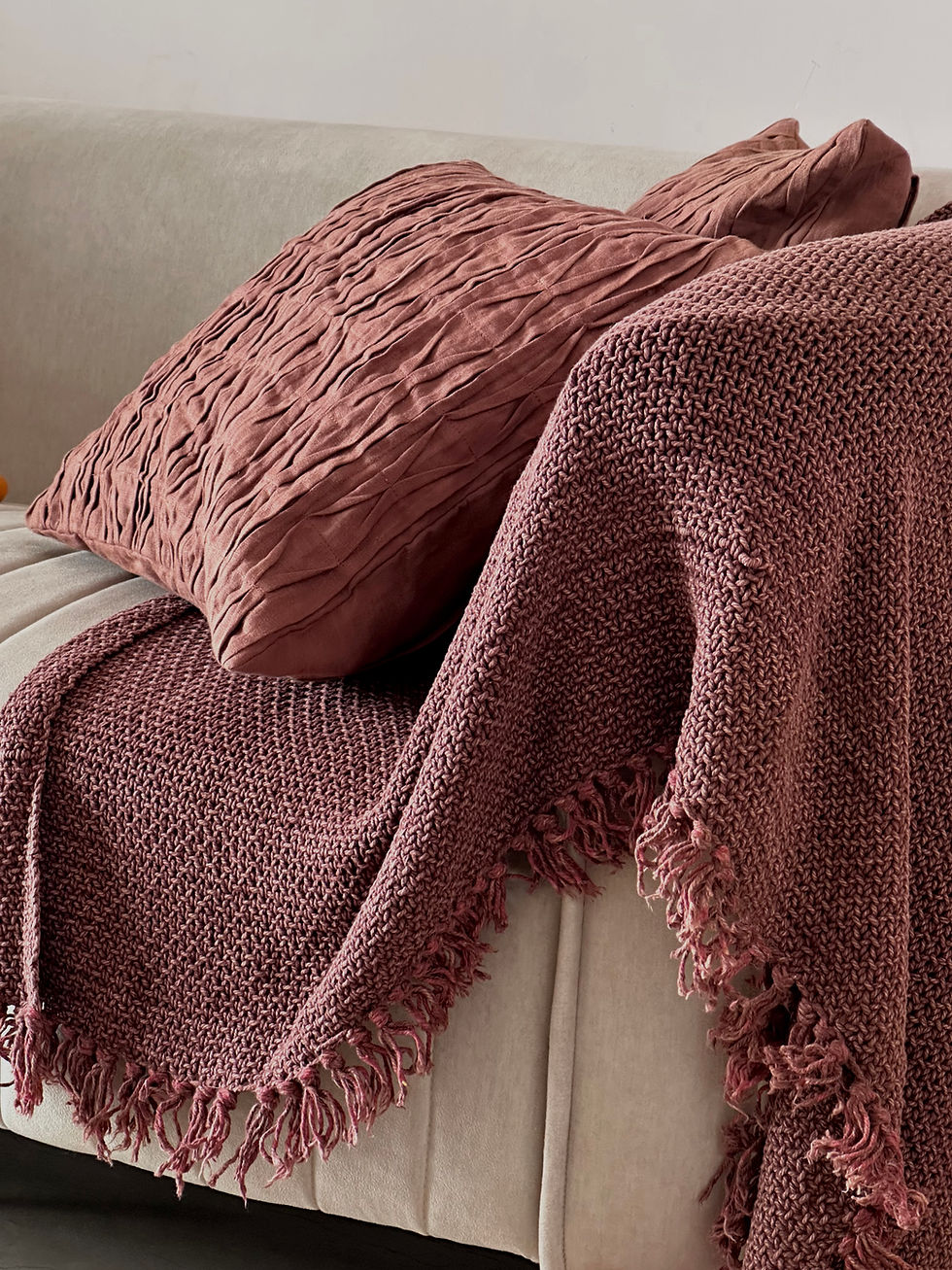 Thumbnail: Berry Shade Knitted Throw Blanket