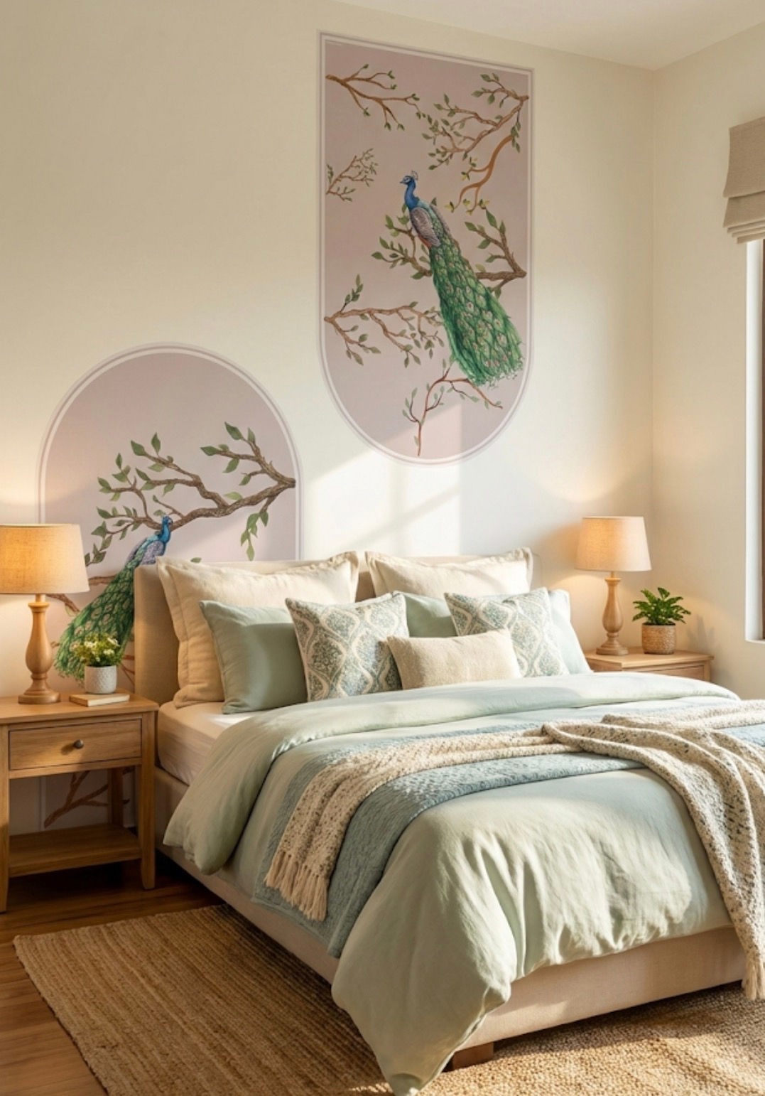 DIY Peacock Arch Panel Wall Stickers, set of 2