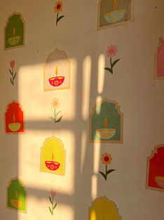 Diya Arch wall sticker, flower wall sticker, HOme decor, indian home decor
