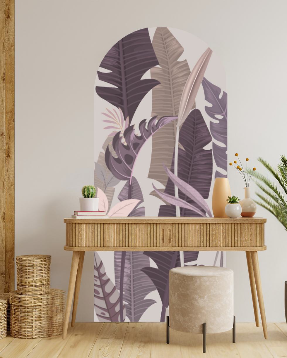 Thumbnail: DIY Tropical Mauve Leaves Arch Wall Sticker