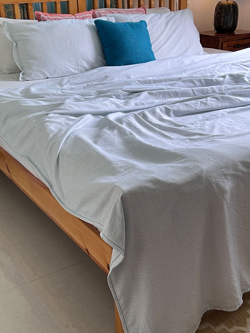 Thumbnail: Kantha printed cotton dohar/ duvet cover set