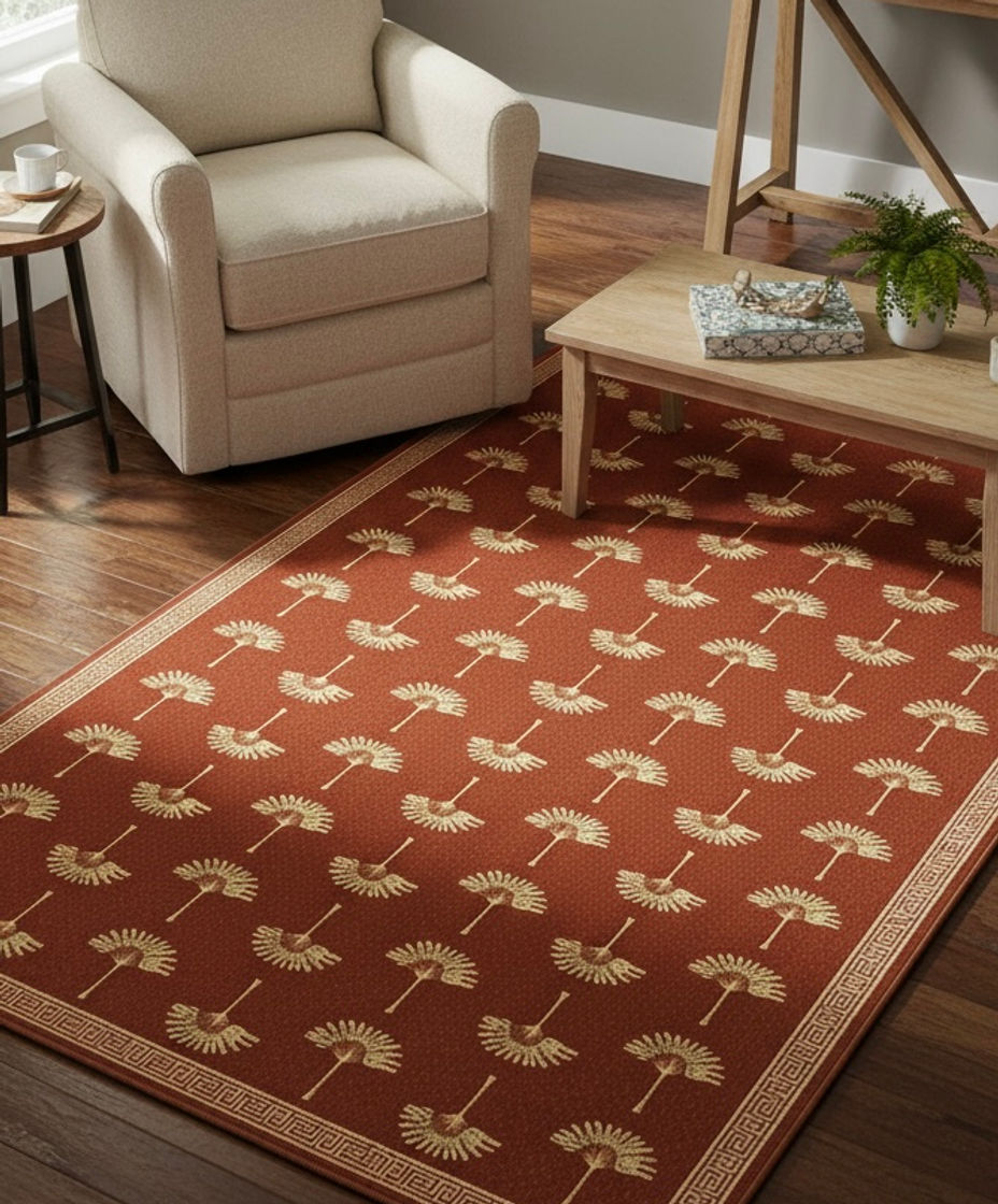 Anti Skid Palm Trees Printed Rug