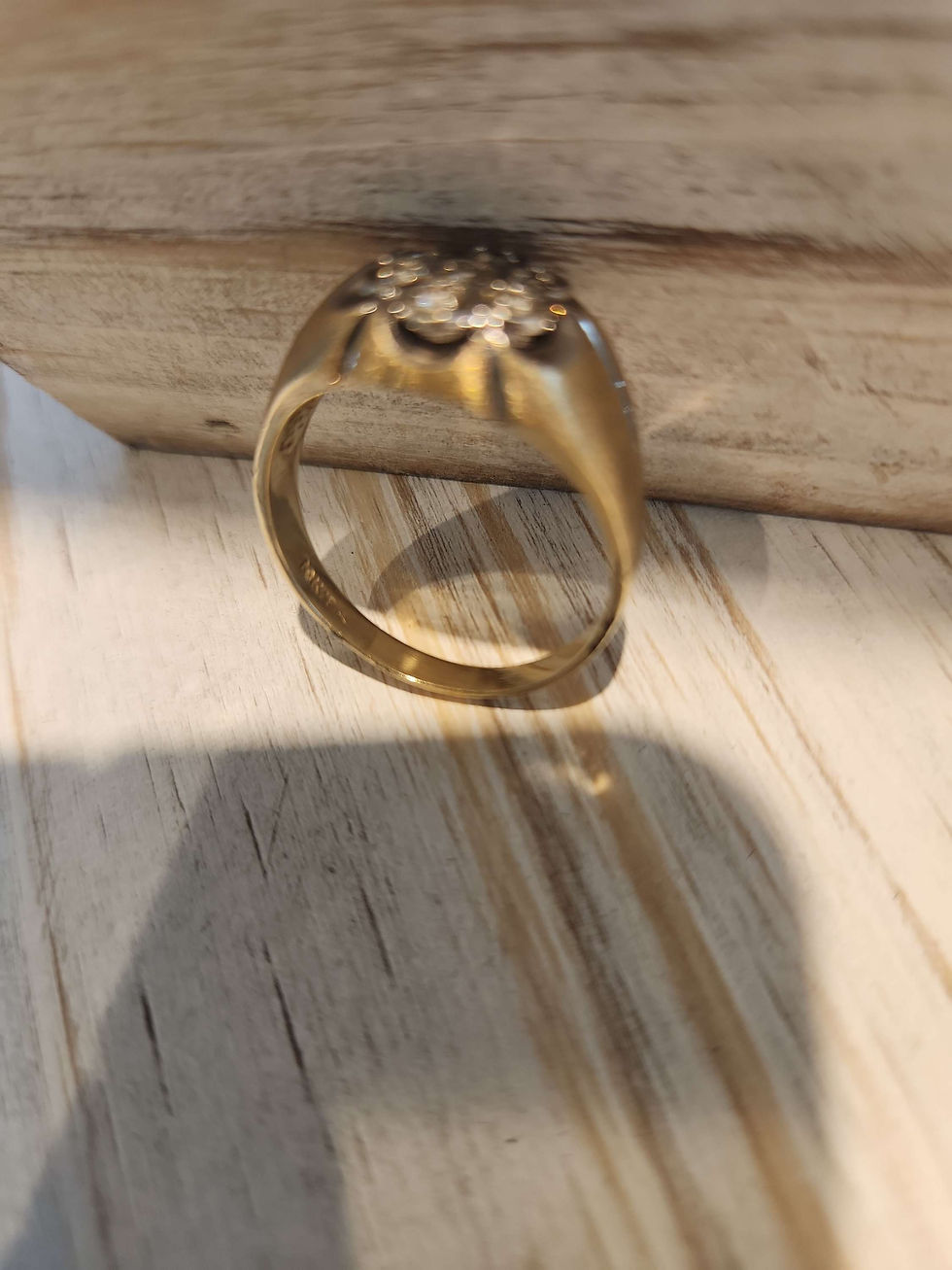 Thumbnail: Vintage 10K gold plated over Sterling silver  Natural diamond  cluster ring 