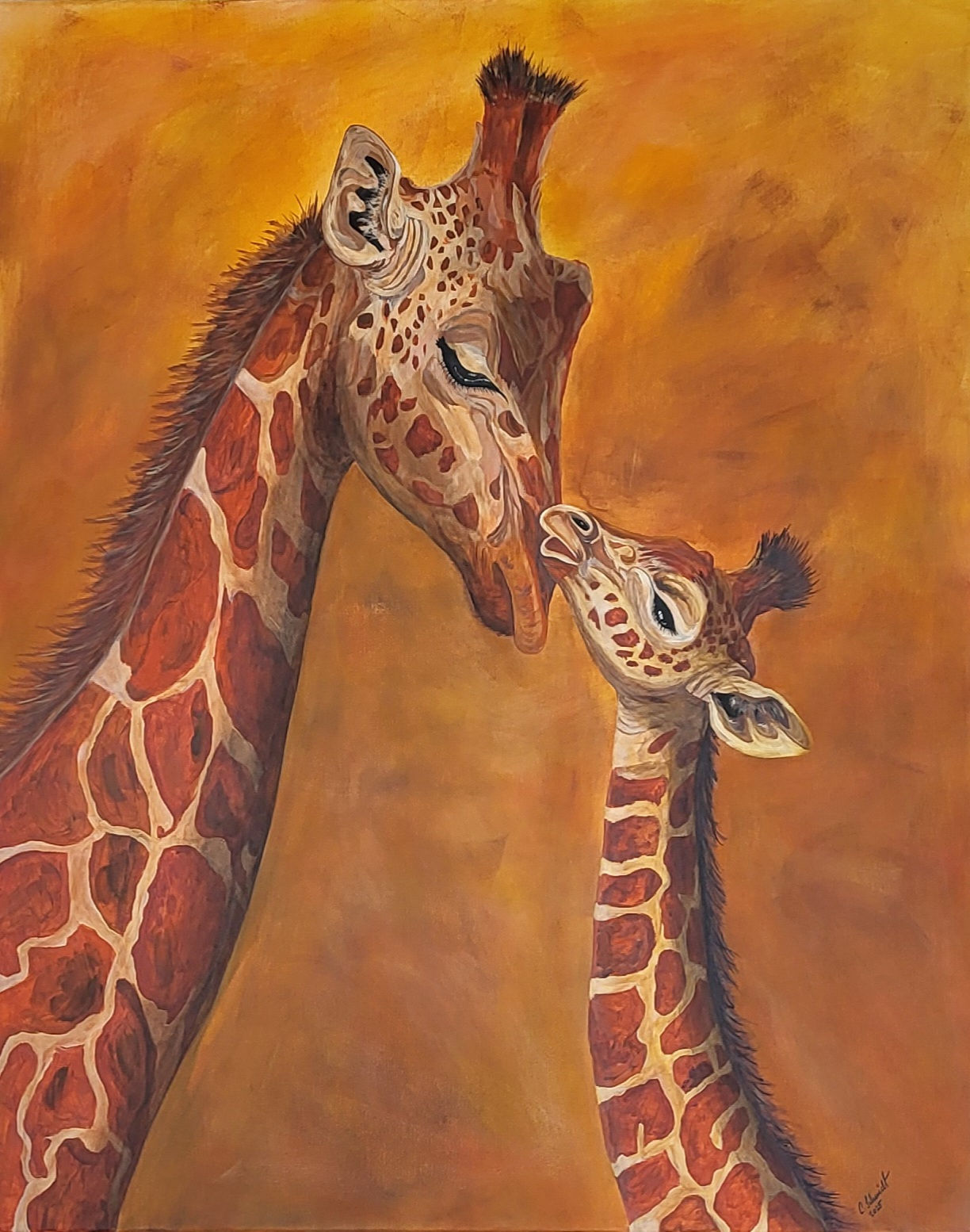 Bild-Giraffen Mama & Kind 80 x 100 cm