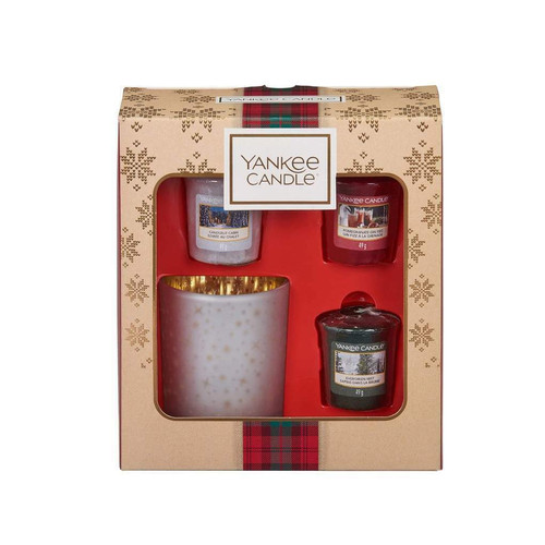 Christmas Yankee Candle Alpine Three Candle and Holder Gift Set