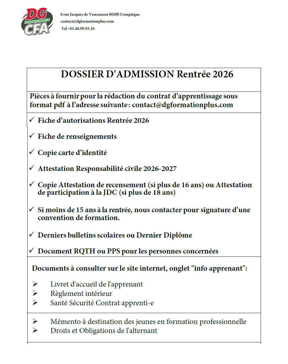 Dossier Admission 2026