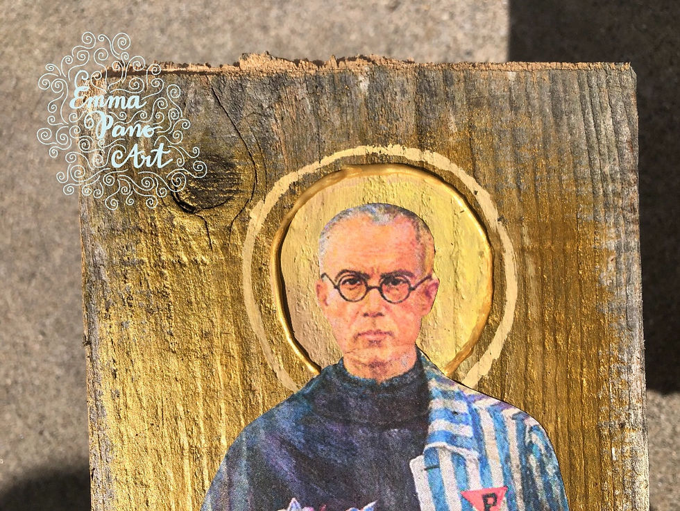 Thumbnail: Saint Maximillian Kolbe Woode Wall Hanging