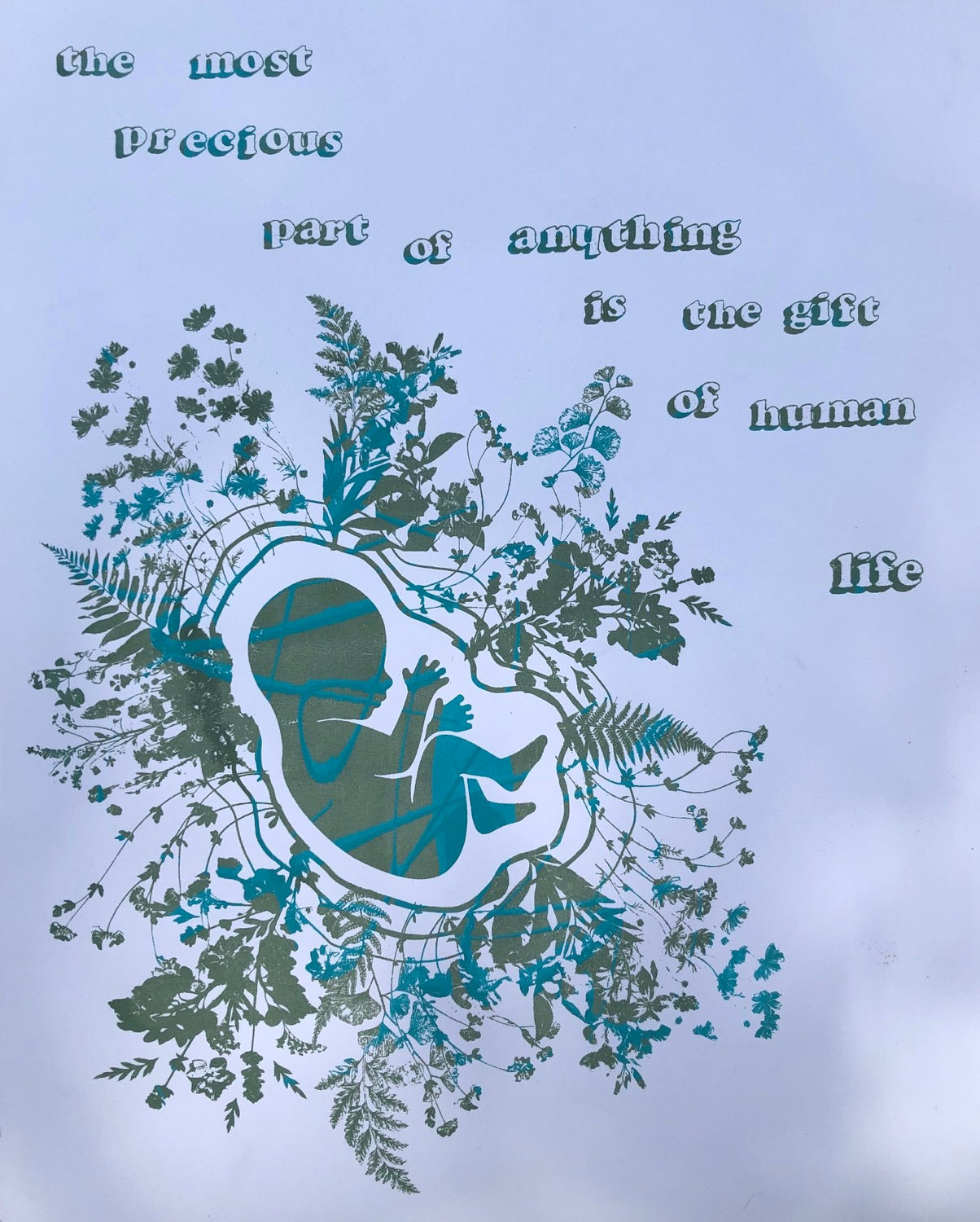 Life is Precious Marbled Green Print