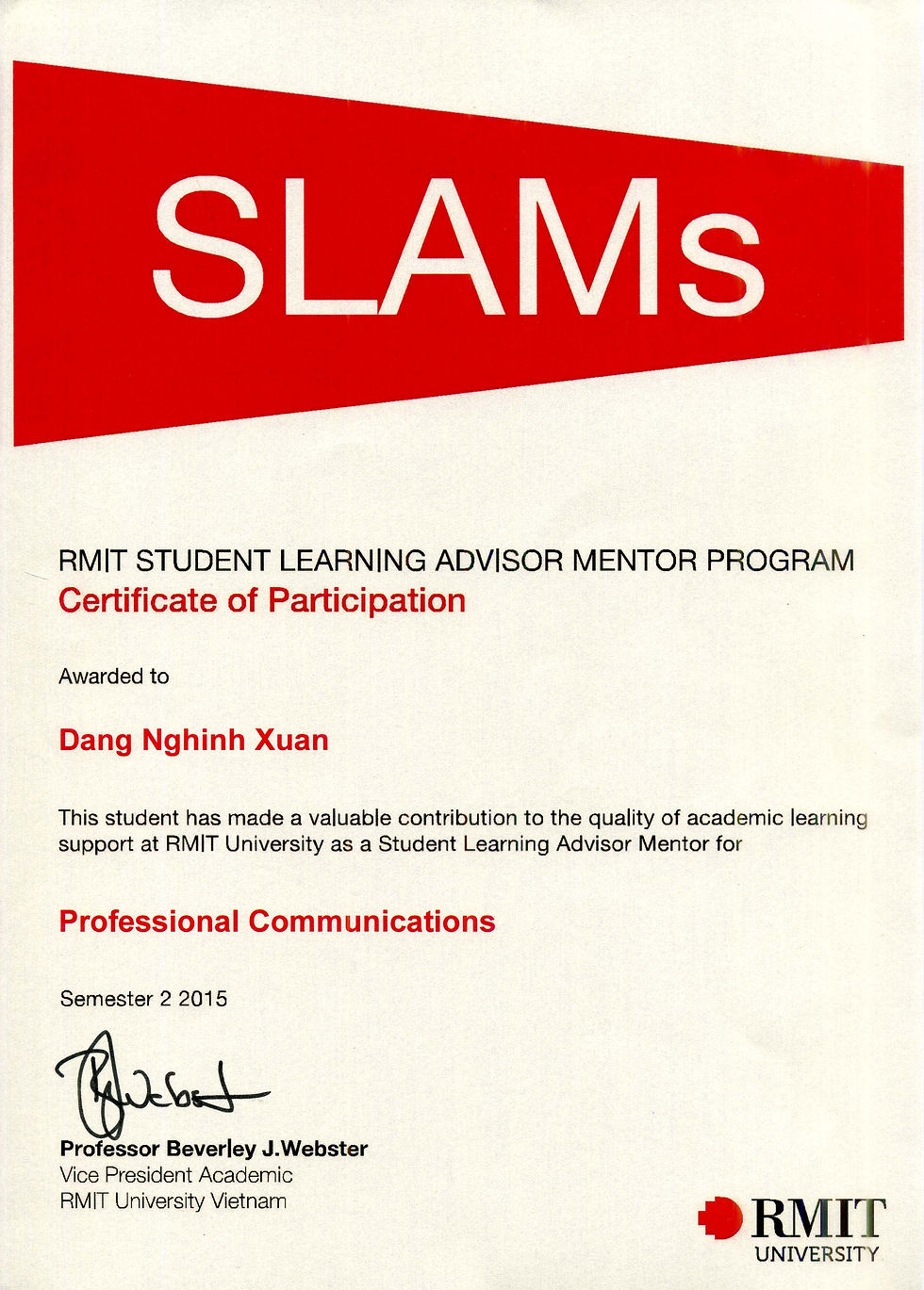 RMIT SLAMs 2015